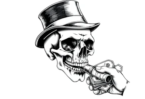 skull with mustache,a big cigar in his mouth,a top-hat on his head and alot of money in a hand. tattoo idea