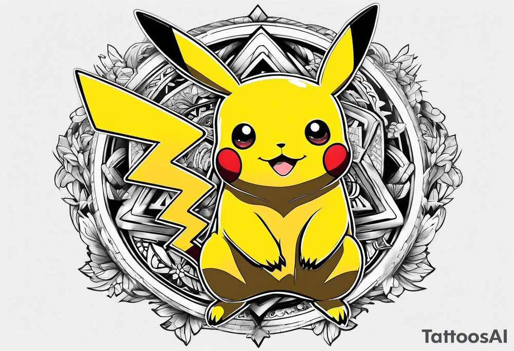 Pikachu pokemon statue tattoo idea