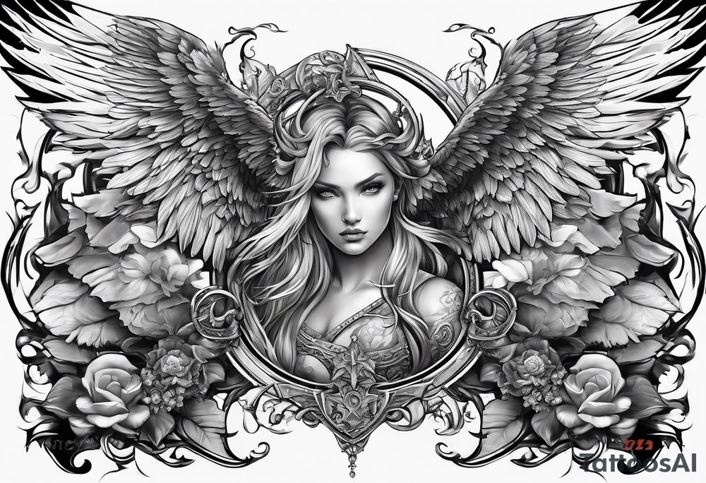 Angelic battle tattoo idea