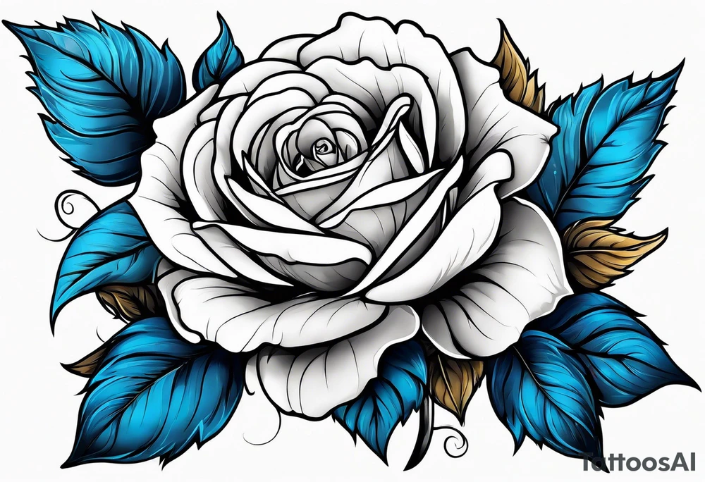 flower rose and blue, sunflower, tattoo idea