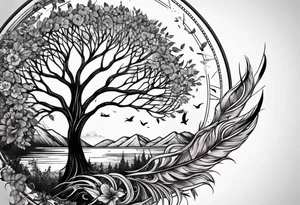 tattoo feather circle of life tree tattoo idea