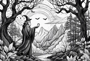 wizard in the forest tattoo idea