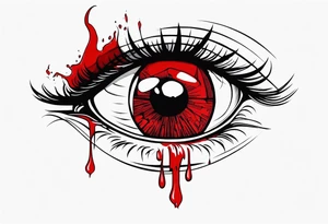 Bleeding tear overdraining to down from  one red symmetrical 
 eye tattoo design tattoo idea
