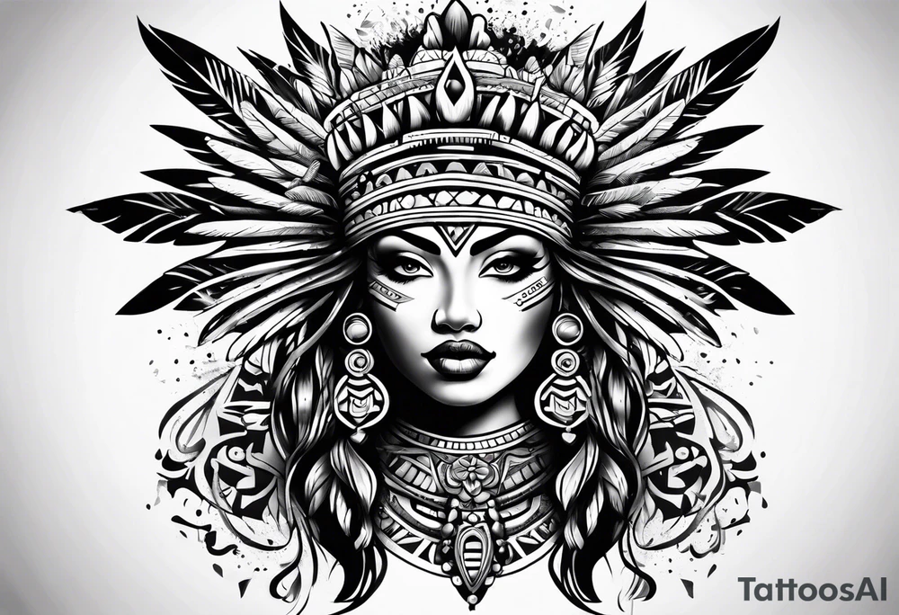 Dripping Aztec priness tattoo idea