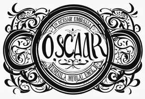 Lettering of the names"Oscar Embla Emil" in a circle tattoo idea