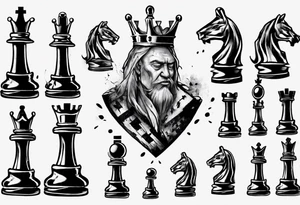 king chess with tear and wear from life tattoo idea