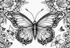 444 with butterflies and vines tattoo idea