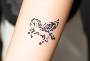 A mystical Pegasus with detailed wings tattoo idea