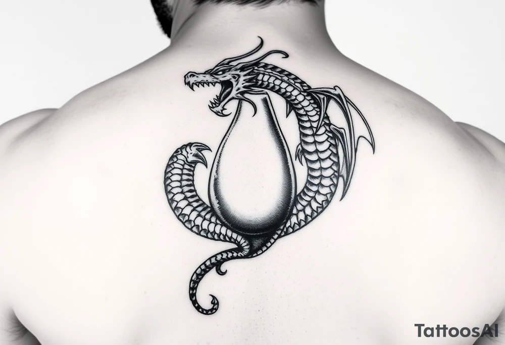 the canvas is a mans large erect penis , it has a dragon that wraps around it tattoo idea