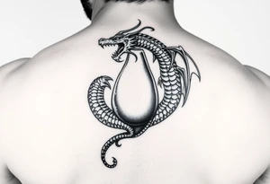 the canvas is a mans large erect penis , it has a dragon that wraps around it tattoo idea