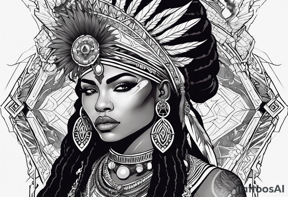 valkrye, kali, pirate, african goddess, , warrior, native american, lotus, zenza resonance, skulls, pachamama, left side face, chest, wing, tattoo idea