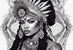 valkrye, kali, pirate, african goddess, , warrior, native american, lotus, zenza resonance, skulls, pachamama, left side face, chest, wing, tattoo idea