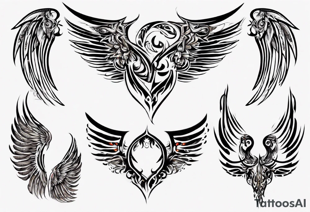 Wings with the dates (1) 09/12/2012 and (2) 24/10/2023 in between the wings tattoo idea