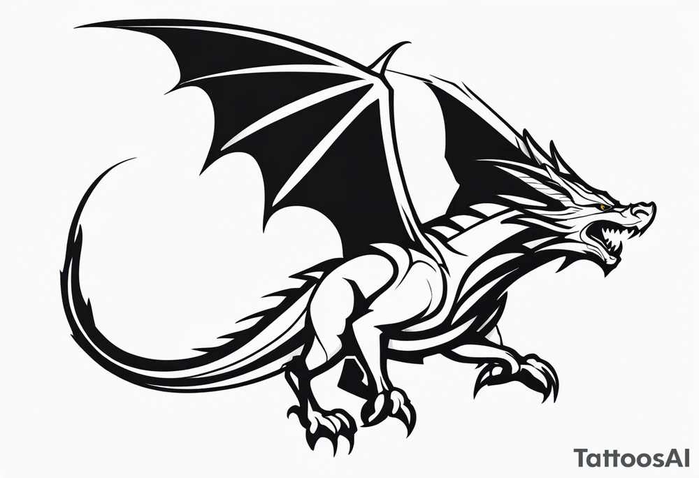 Wyvern full black small tattoo idea