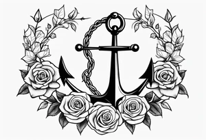 Anchor entwined with roses and thorns tattoo idea