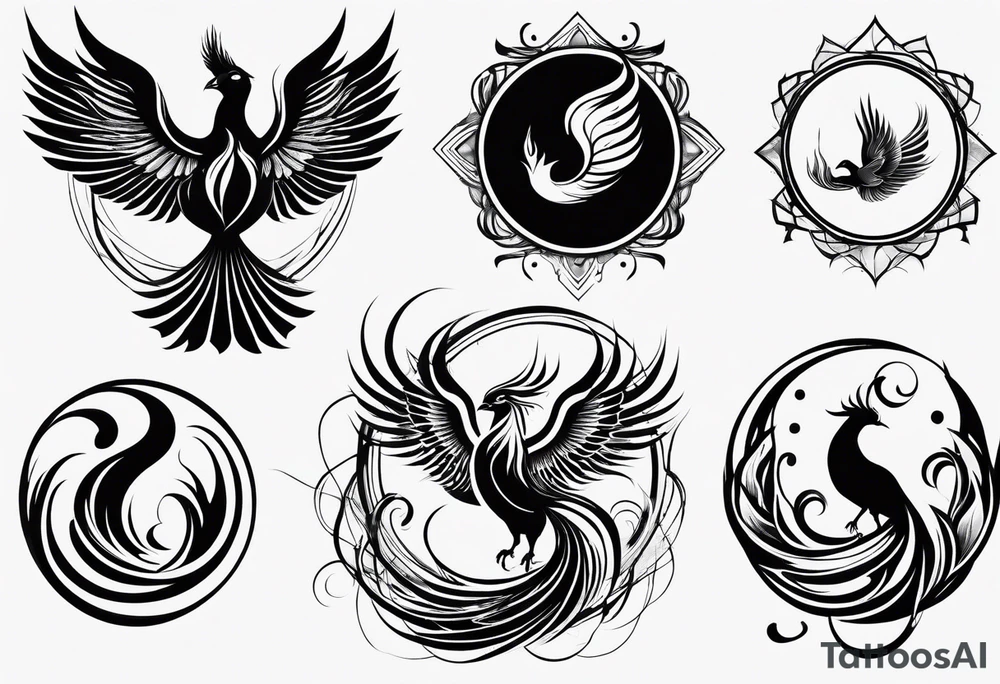 Rebirth symbol and knot and a phoenix. Simple but abstract tattoo idea