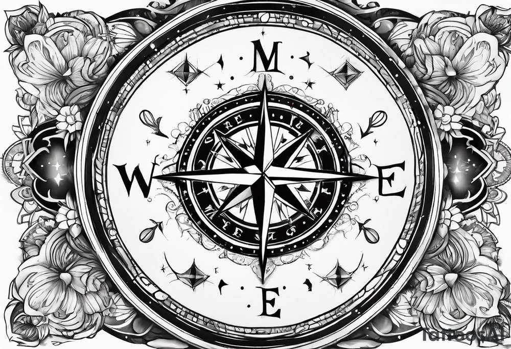 Compass wonderland  white rabbit tattoo idea