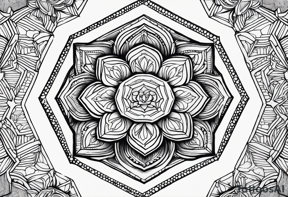 Mandala honeycomb hexagon tattoo idea