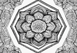 Mandala honeycomb hexagon tattoo idea