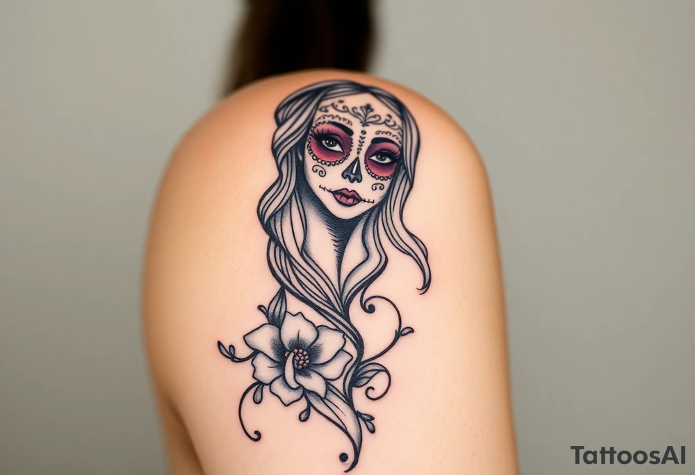 Day of the dead Mexican woman tattoo idea