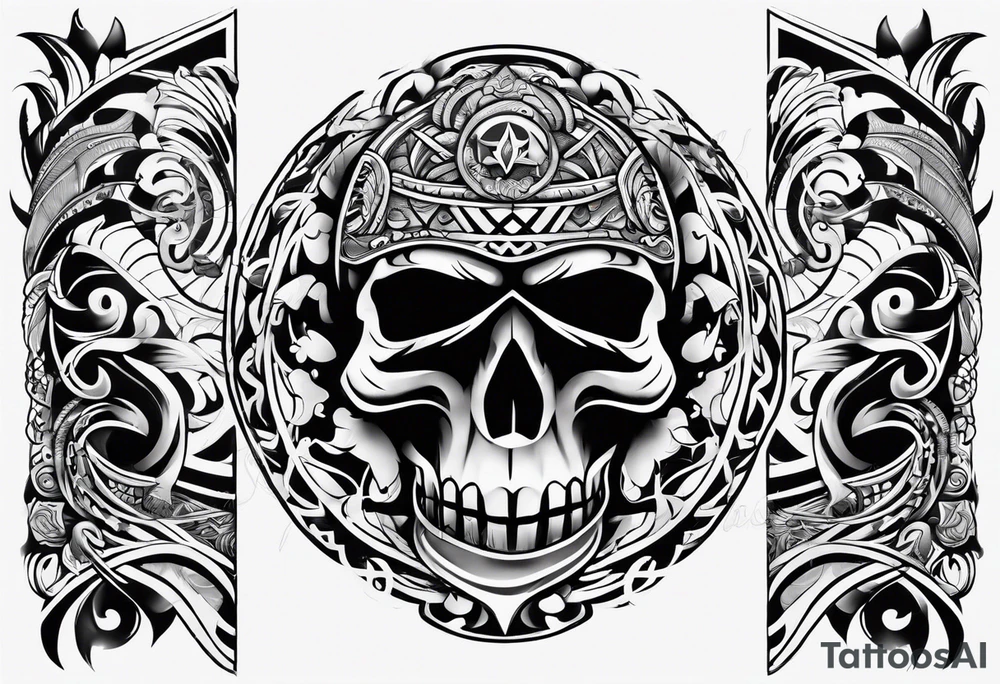 Peace and war Tribal sleeve tattoo idea