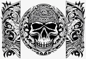 Peace and war Tribal sleeve tattoo idea