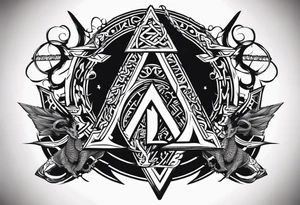 Valhalla sword chain barbed wire
 dragon axe Valknut tattoo idea