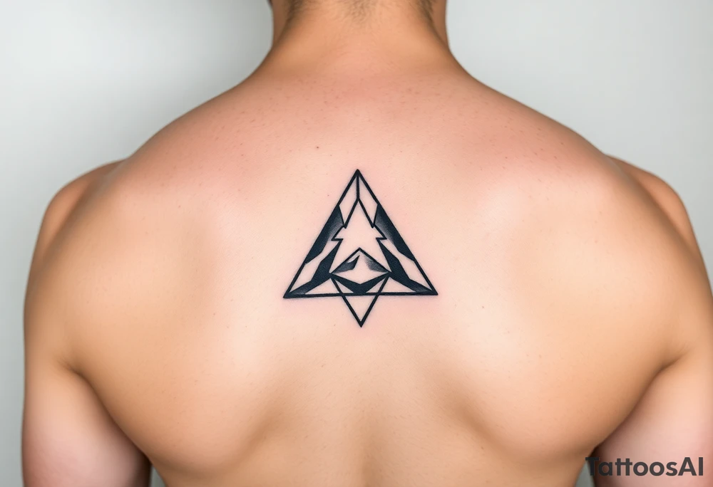 Geometric small triangle about different paths in life merge together and become stronger together while being psychedelic tattoo idea