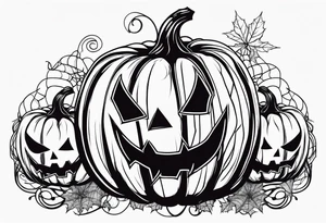 scary pumpkins with a spidernet in the background tattoo idea