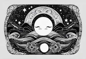 infinity symbol with the sun by one side and the moon by the other, no borders, nothing around, just those shapes tattoo idea