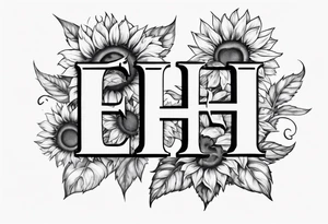 Tattoo combining the letters E and H with a sunflower image tattoo idea