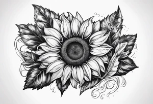 Realistic Horseshoe around a sunflower tattoo idea