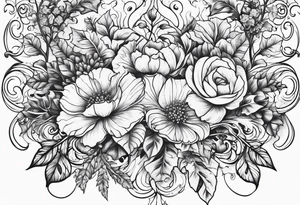 Wildflowers and ivy vines tattoo idea
