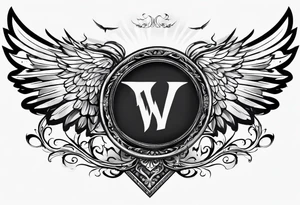 The word Glenn on a banner with angel wings tattoo idea