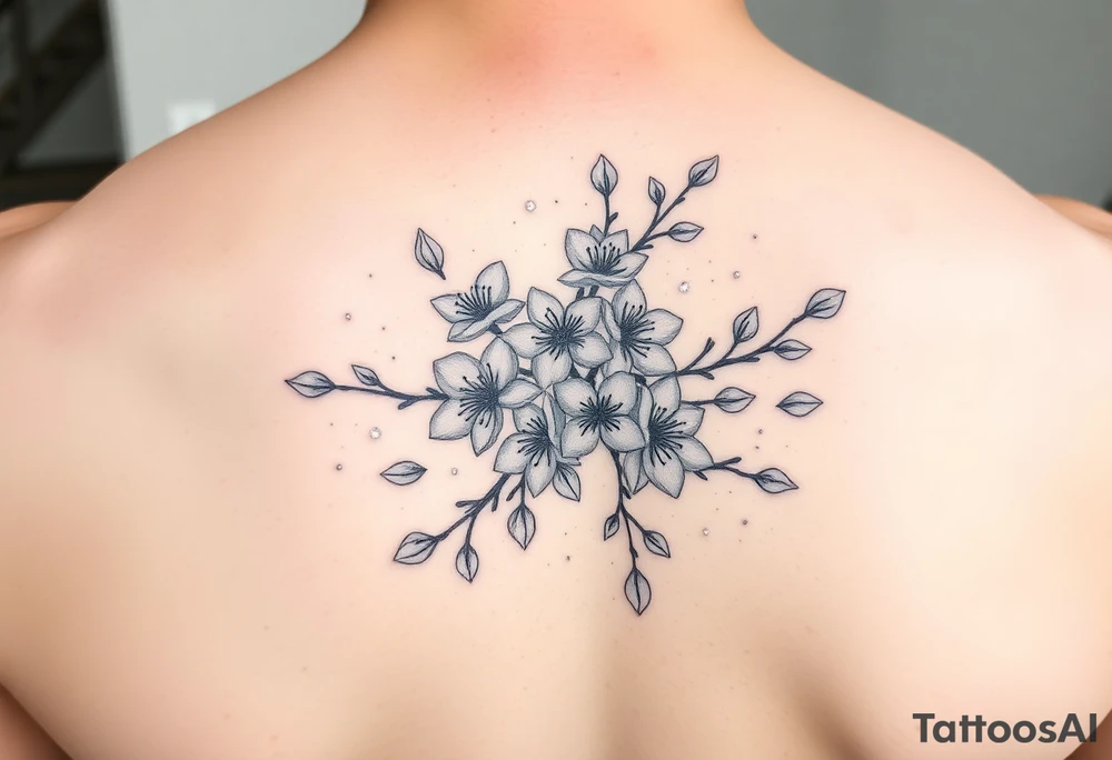 delicate cherry blossoms swirling in spring breeze with petals tattoo idea