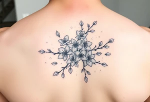 delicate cherry blossoms swirling in spring breeze with petals tattoo idea