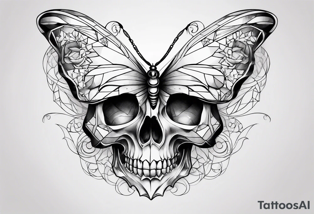 butterfly skull tattoo idea