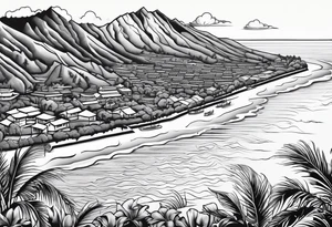 big island of hawaii map in polynesian style tattoo idea