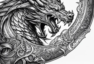 Valhalla sword shield dragon axe viking tattoo idea