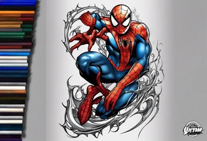 spiderman bent over ripping off the venom suit tattoo idea