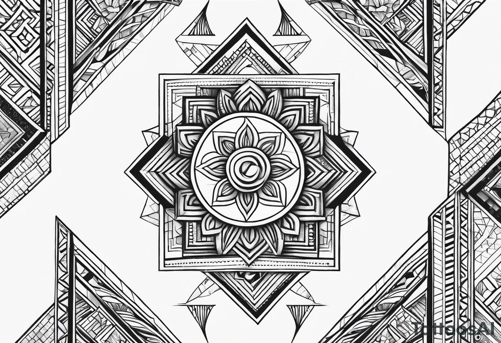 Columbia culture tattoo idea on leg/patchwork tattoo idea