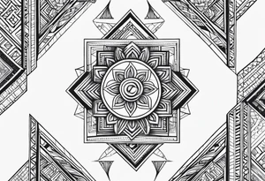 Columbia culture tattoo idea on leg/patchwork tattoo idea