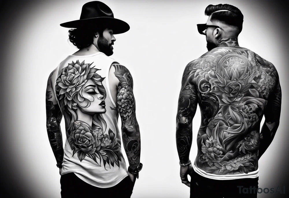 Two people stand above two people they had just shot tattoo idea