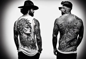 Two people stand above two people they had just shot tattoo idea