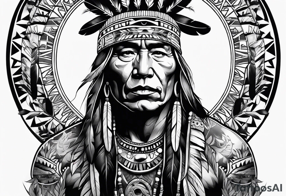 Native American Smoking tattoo idea