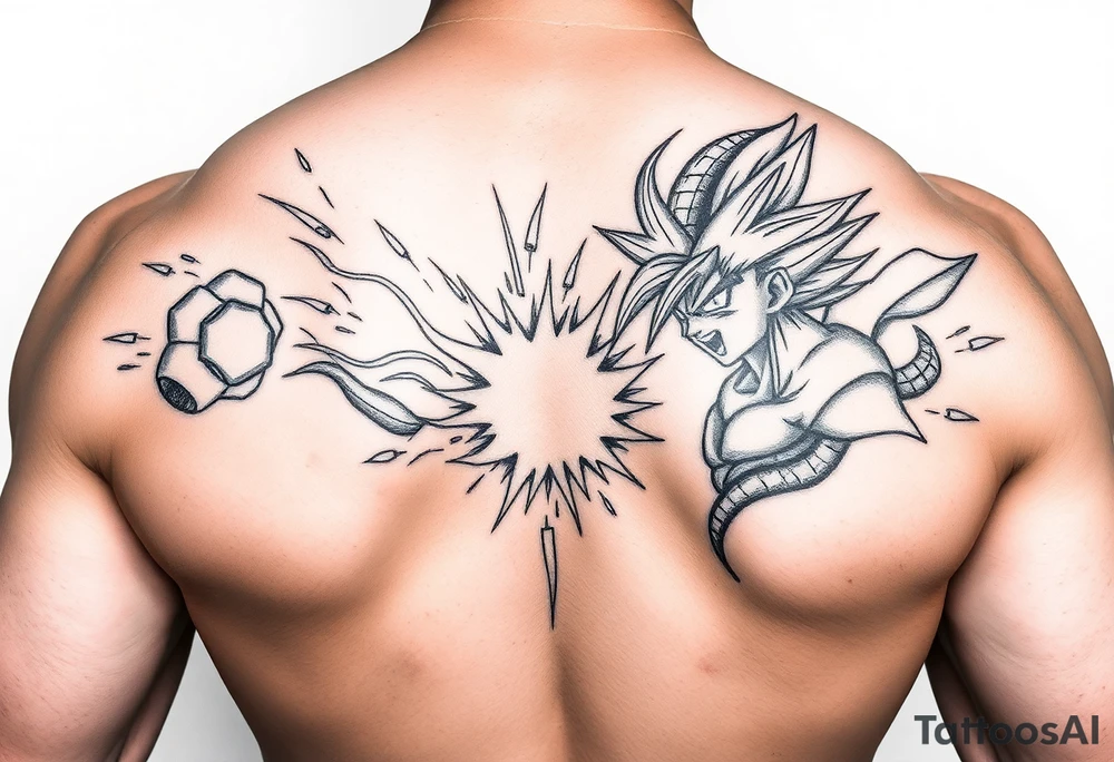 legendary dragonball z scene with energy aura and power effects tattoo idea