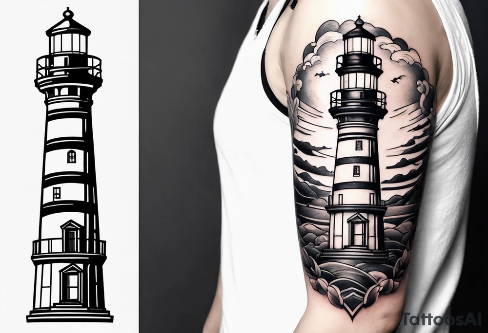 Light house in a shape tattoo idea