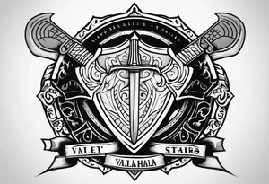 Valhalla Stairs sword shield axe armour tattoo idea