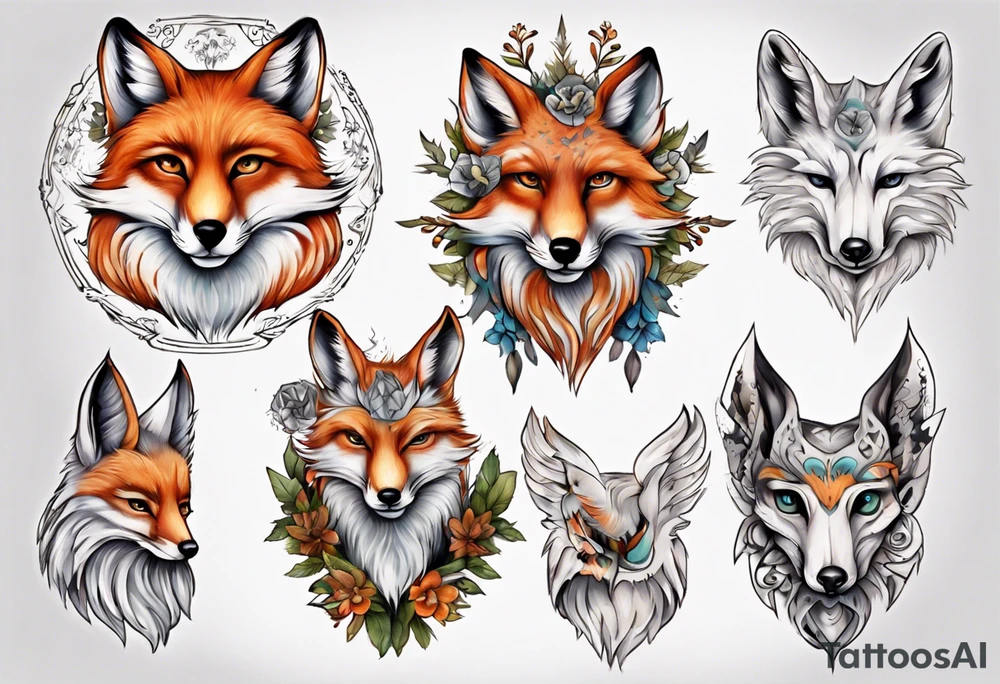 ein tier aus fuchs und eule tattoo idea