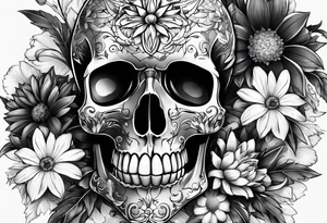 skull and aster tattoo idea